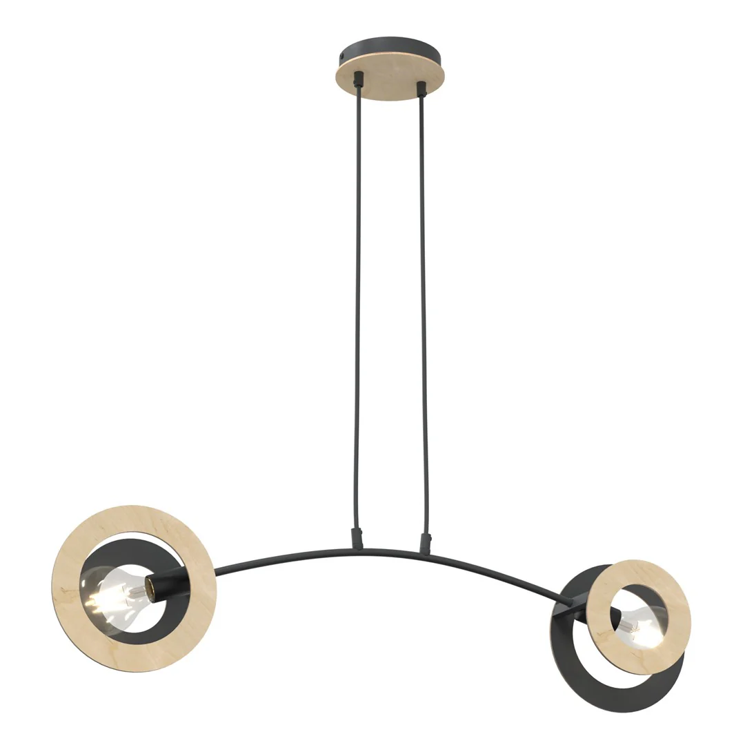 Loftlampe SKIVA 2 - Sort / Træ