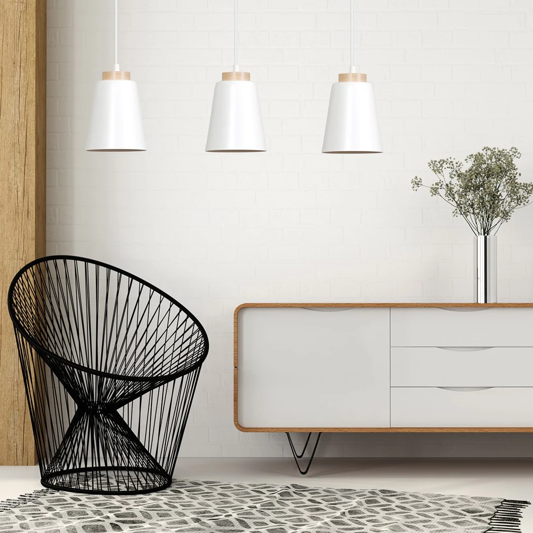 Loftlampe BOLERO 3 - Hvid / Træ - Bild 4