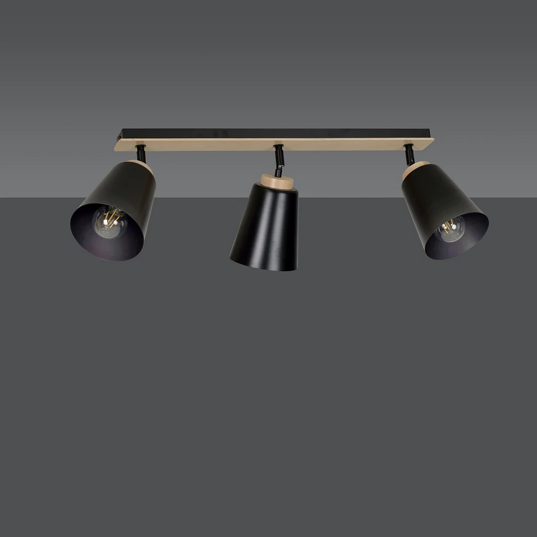 Loftlampe ATLAS 3 - Sort / Træ - Bild 5