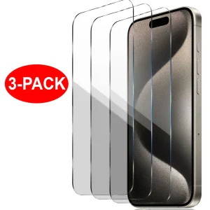 3-Pack - iPhone 15 Pro Max - Härdat Glas Skärmskydd Transparent
