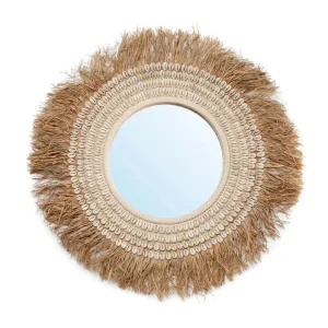 Raffia Cowrie Mirror - Naturvit