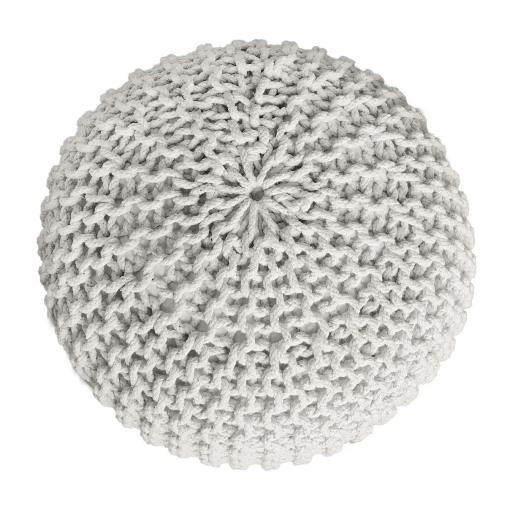 Puff/stickad puff, grovstickad, Ø55cm, set om 3. - Bild 7