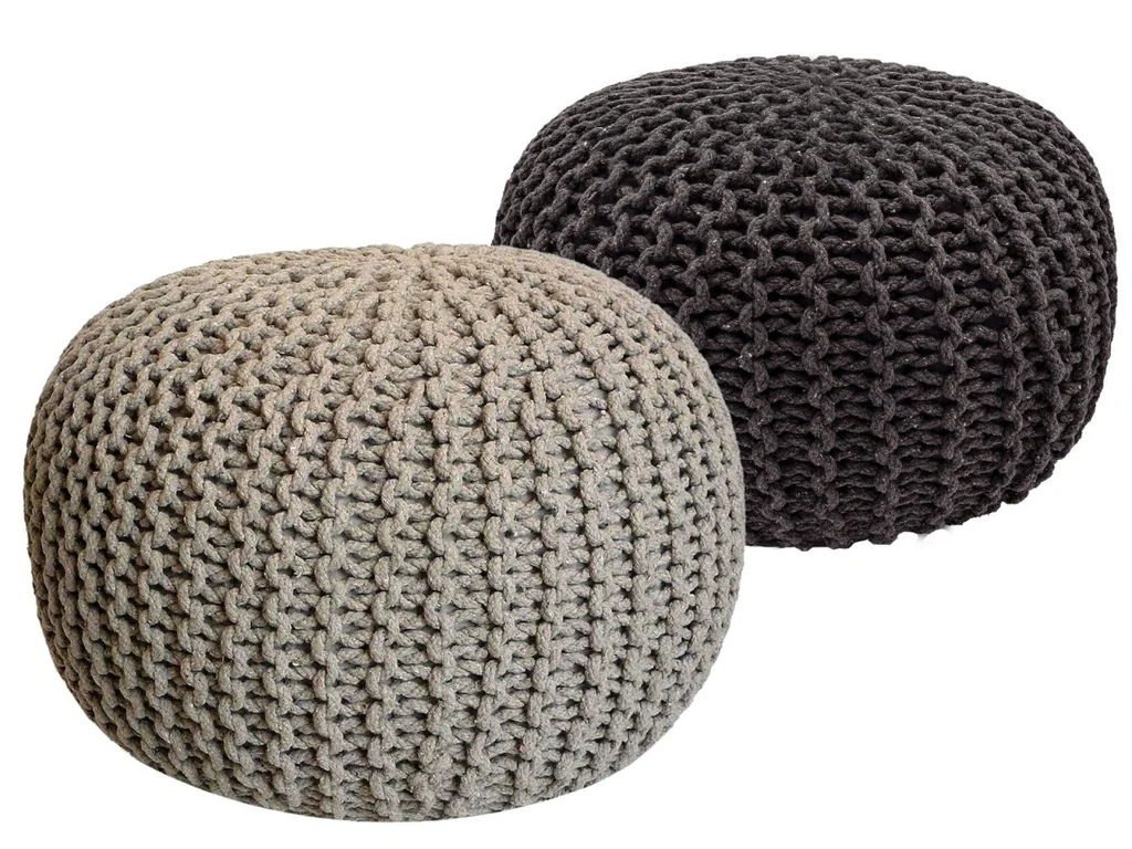Puff/stickad puff, grovstickad, Ø55x37cm, set om 2. - Bild 2